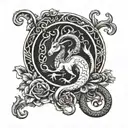 divine capricorn symbol tattoo design idea