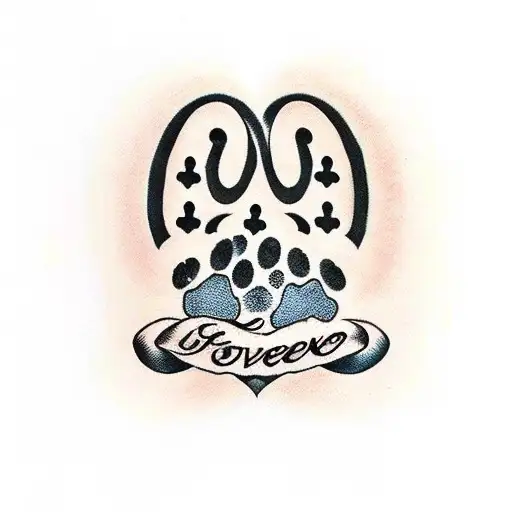 Dog paw print with infinity sign saying I'll love you forever  tattoo design idea