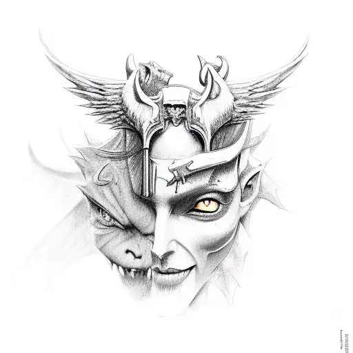demons vs angels money women cloths cars tattoo design idea