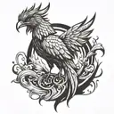A phoenix rising from the ashes, symbolizing resilience and overcoming adversity tattoo design idea