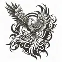 A phoenix rising from the ashes, symbolizing resilience and overcoming adversity tattoo design idea