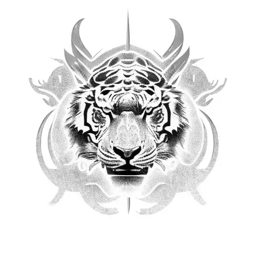  Earth ox, gold tiger, water dragon tattoo design idea