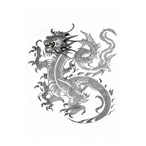  Earth ox, gold tiger, water dragon tattoo design idea