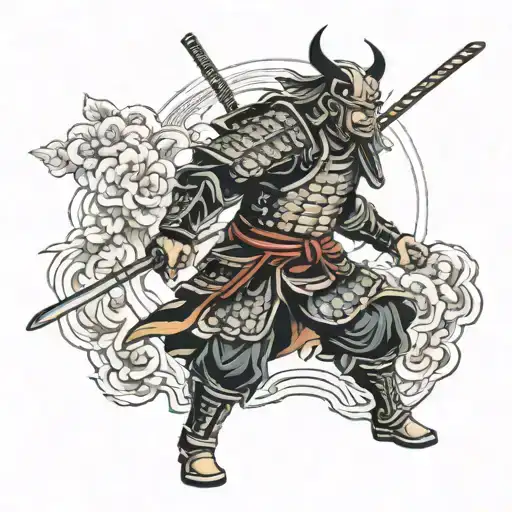 samurai warrior armor tattoo design idea