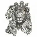 elephant cheetah chimpanzee and lion wearing a crown tattoo design idea