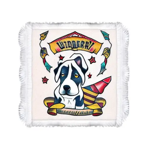 cuddly blanket wrapped around a dog tattoo design idea