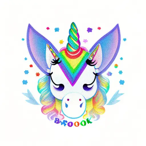 magic book, rainbow,  unicorn, kawaii tattoo design idea