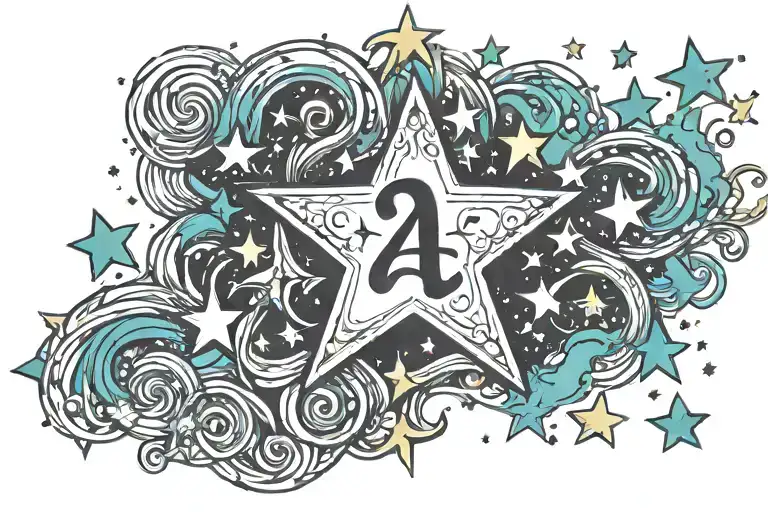 stars and a question mark tattoo design idea