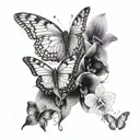 a butterfly,the right wing should be normal,the left one should be orchids and in the middle there should be a semicolon tattoo design idea