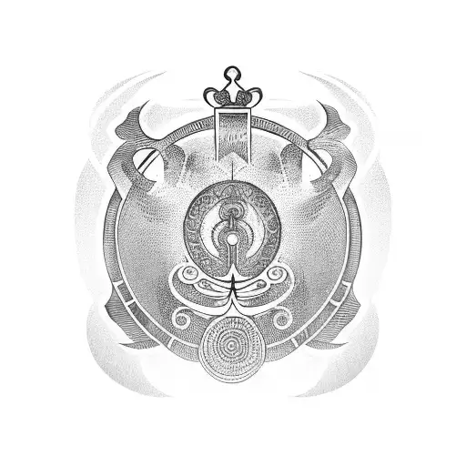 athenas shield, yggdrasil symbol and Caesars crown tattoo design idea