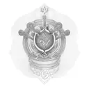 athenas shield, yggdrasil symbol and Caesars crown bracelet tattoo design idea