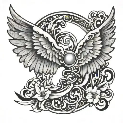 name jade with wings tattoo design idea