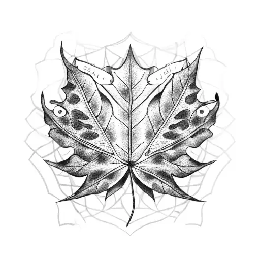 memento mori leaf tattoo design idea