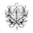 memento mori leaf tattoo design idea