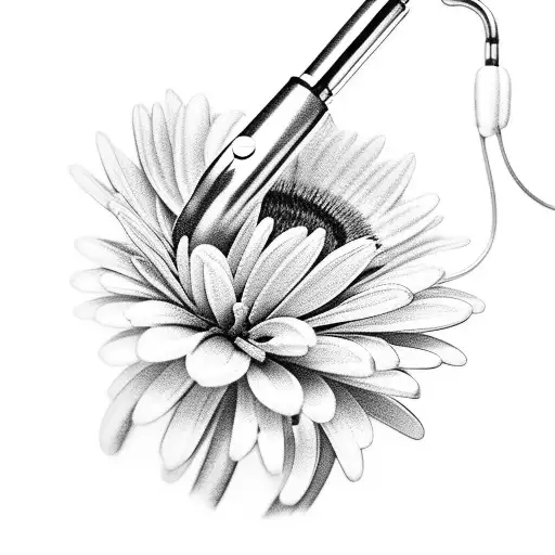 stethoscope wrapped up in Gerber daisies  tattoo design idea