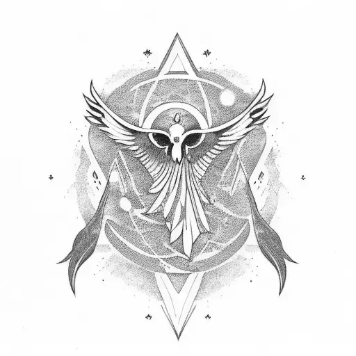 planeta pluton y ave fenix tattoo design idea