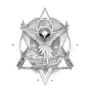 planeta pluton y ave fenix tattoo design idea