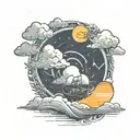 wind bars surrounding a sun rising tattoo design idea