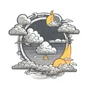 wind bars surrounding a sun rising tattoo design idea