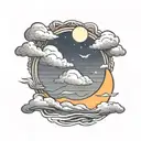 wind bars surrounding a sun rising tattoo design idea