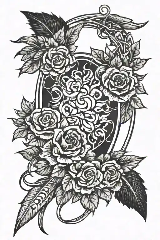 A wreath around the knee, a knife under it tattoo design idea