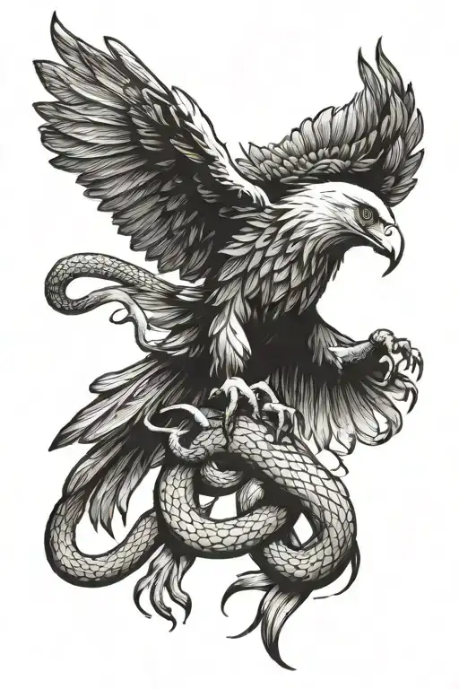 eagle with a snake in its paws tattoo design idea
