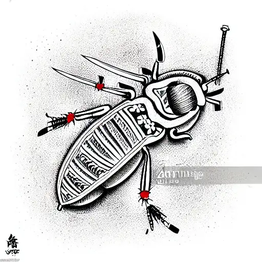 cockroach with gun tattoo design idea