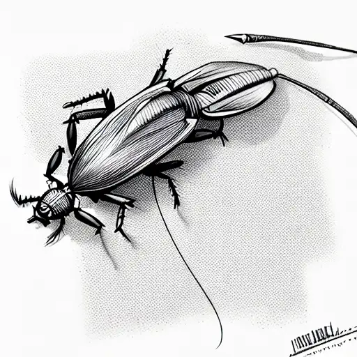 cockroach with gun tattoo design idea