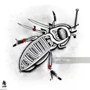 cockroach with gun tattoo design idea