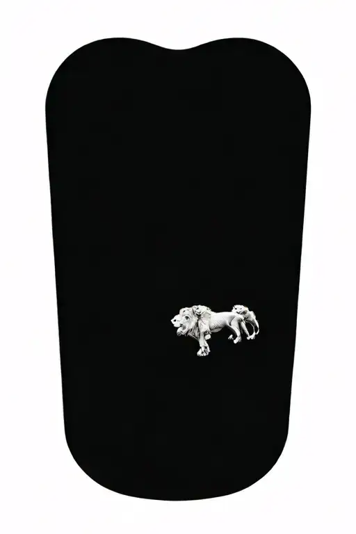 independent women with lion mask and 3 lion cubs tattoo design idea