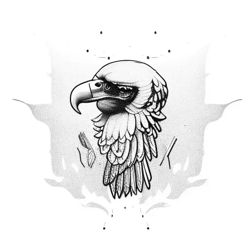 Vulture drinking coffee over a carcass tattoo design idea