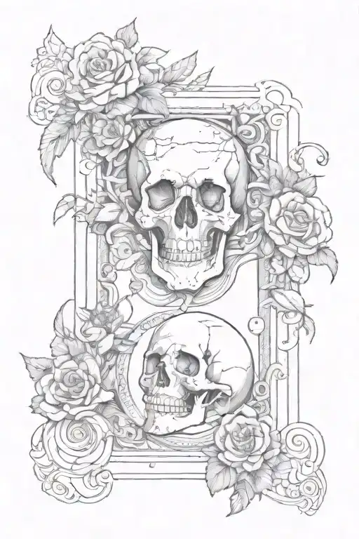 Tarote card with memento mori memento vivere tattoo design idea