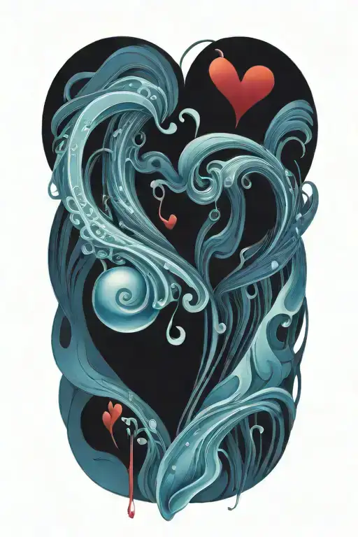 What kind of heart do you have? I wonder if they're throwing you away. I'm filling up the lake With numerous emotions tattoo design idea