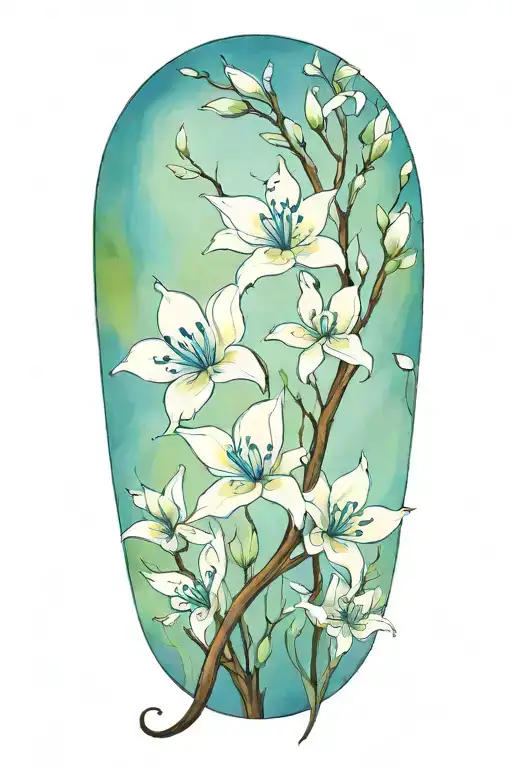 after a long, cold winter,  It blooms into spring at last. My blue spring tattoo design idea