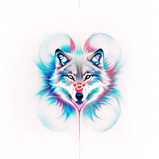 wolf, Chain, Ying and Yang, Phoenix, Feathers tattoo design idea