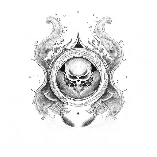 666 with aquarius tattoo design idea