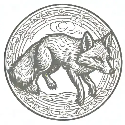 leaping fox tattoo side view point tattoo design idea