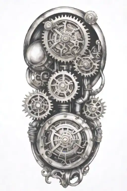bio mechanical steam punk line work tattoo design idea