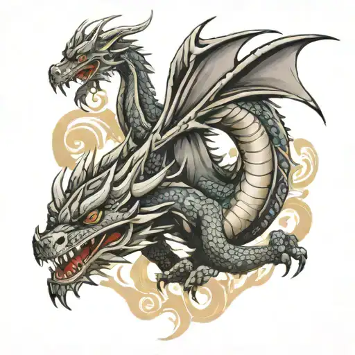 dragon with book pages symbolizing tattoo design idea