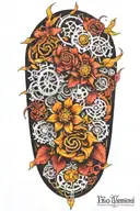 bio mechanical tattoo design idea