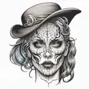 necronomicon lady face tattoo design idea