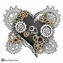 A steampunk heart with gears and cogs peeking out of a skin rip, symbolizing the nurse's dedication and passion for helping others tattoo design idea