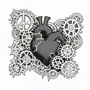 A steampunk heart with gears and cogs peeking out of a skin rip, symbolizing the nurse's dedication and passion for helping others tattoo design idea