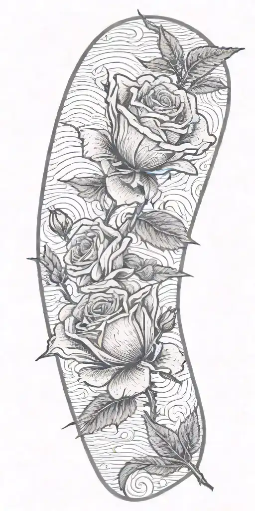 roses wrapped tattoo design idea