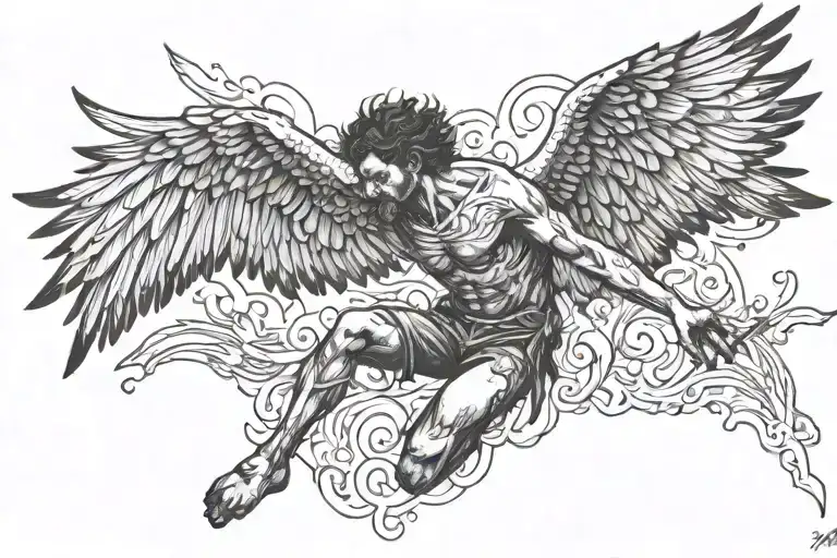 icarus falling tattoo design idea