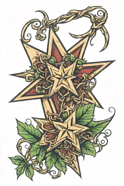 Vine throwing star tattoo design idea
