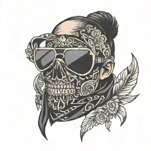 aviator sunglasses with bandana mask  tattoo design idea
