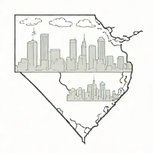 boston and atlanta skyline silhouette tattoo design idea