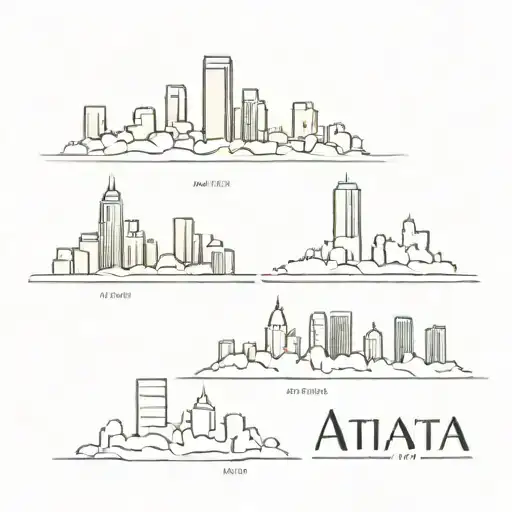 boston and atlanta skyline silhouette tattoo design idea
