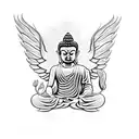 little budha and angel mixed tattoo design idea
